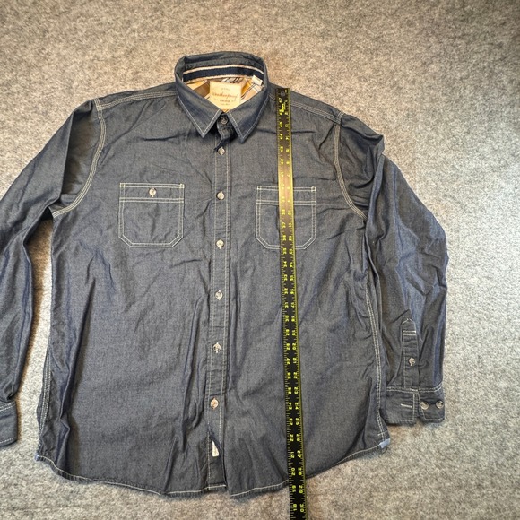 Weatherproof Vintage Mens XL Blue Chambray Button Down Shirt Contrast Stitching - Picture 7 of 10